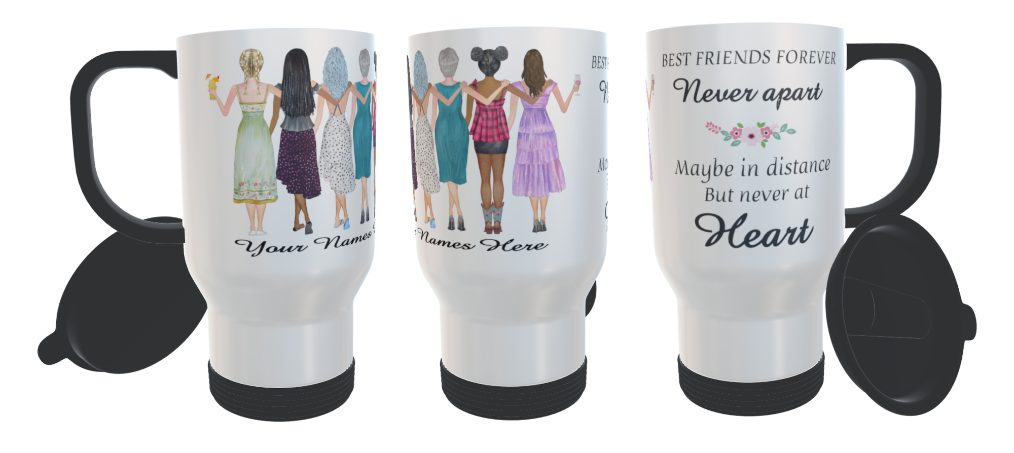 Best Friends Forever Travel Mug, Custom Best Friends Thermos Mug - Click Image to Close